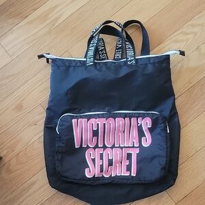 Victoria's Secret Black and Pink Packable Backpack